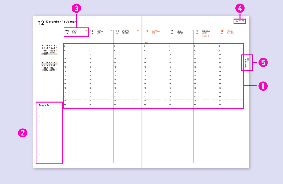DELFONICS DIARY 10月始まり Weekly Vertical